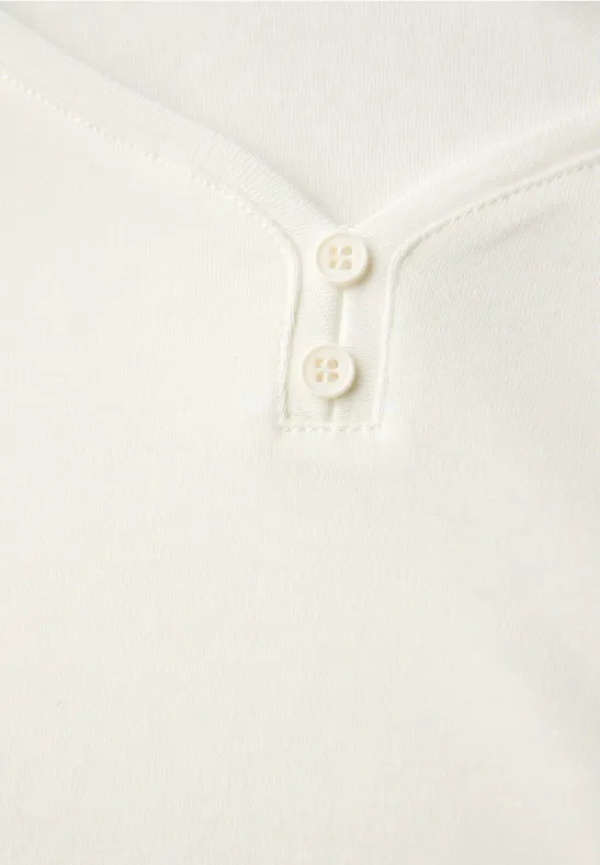 T-shirt basique avec détail de boutons off white