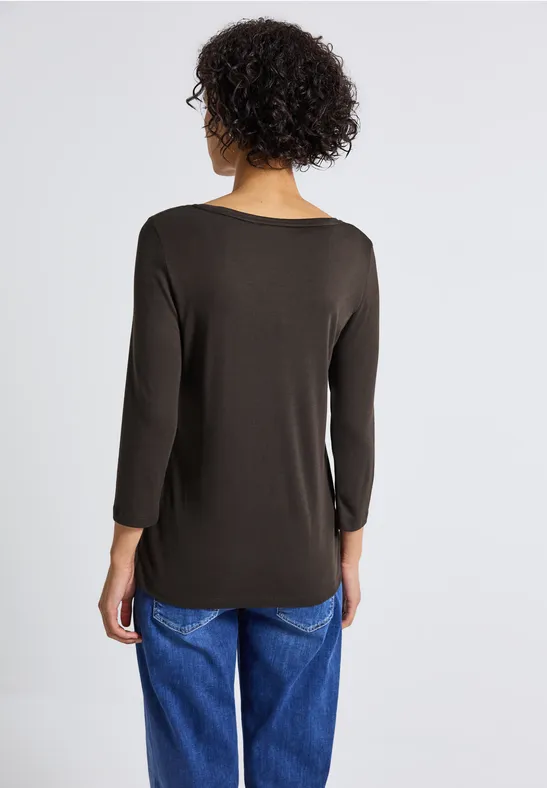 Basic Shirt mit Knopfdetail deep roast brown