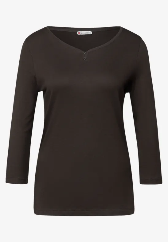Basic Shirt mit Knopfdetail deep roast brown