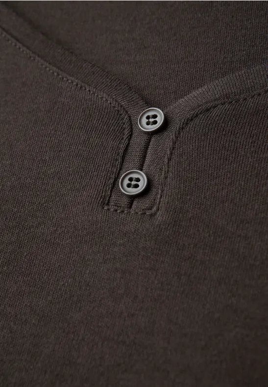 Basic Shirt mit Knopfdetail deep roast brown