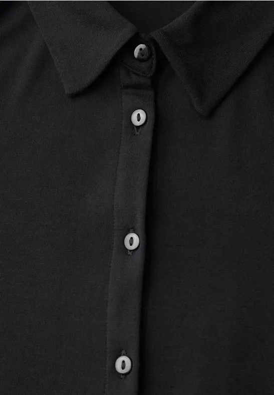 Jersey-Shirt im Blusen-Look Black