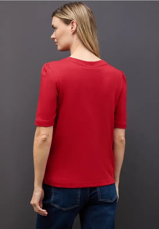 Basic T-Shirt mit Raffung racing red