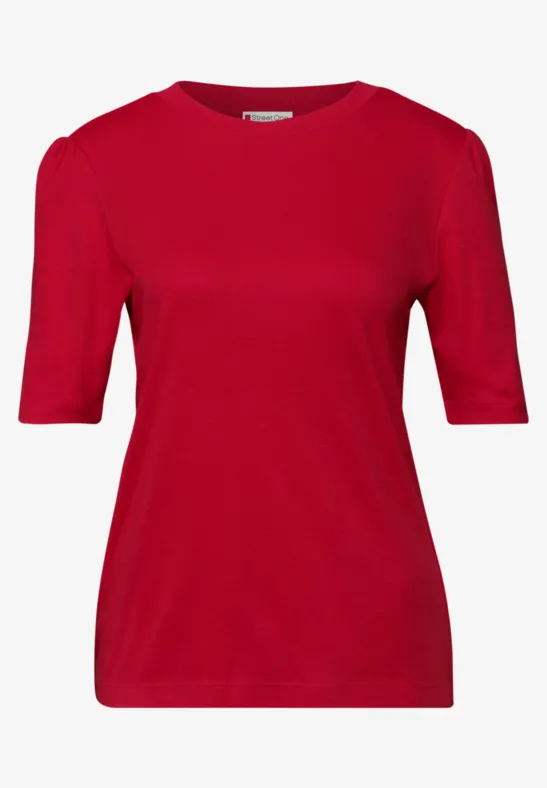 Basic T-Shirt mit Raffung racing red