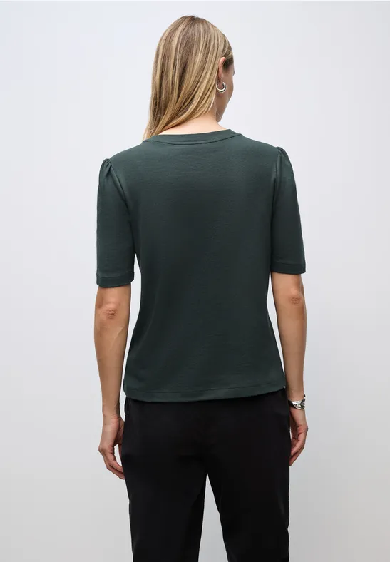 Basic T-Shirt mit Raffung evernight green