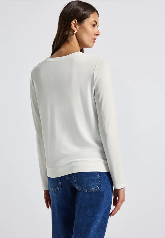 Shirt met V-hals off white