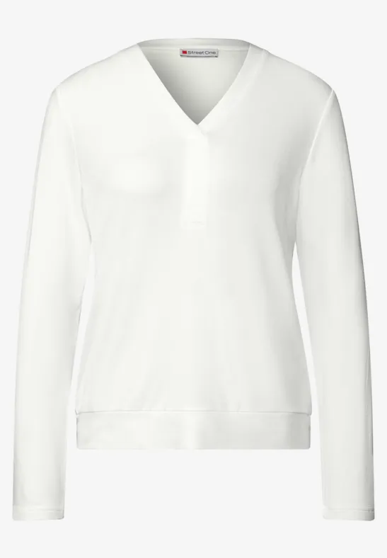 Shirt met V-hals off white