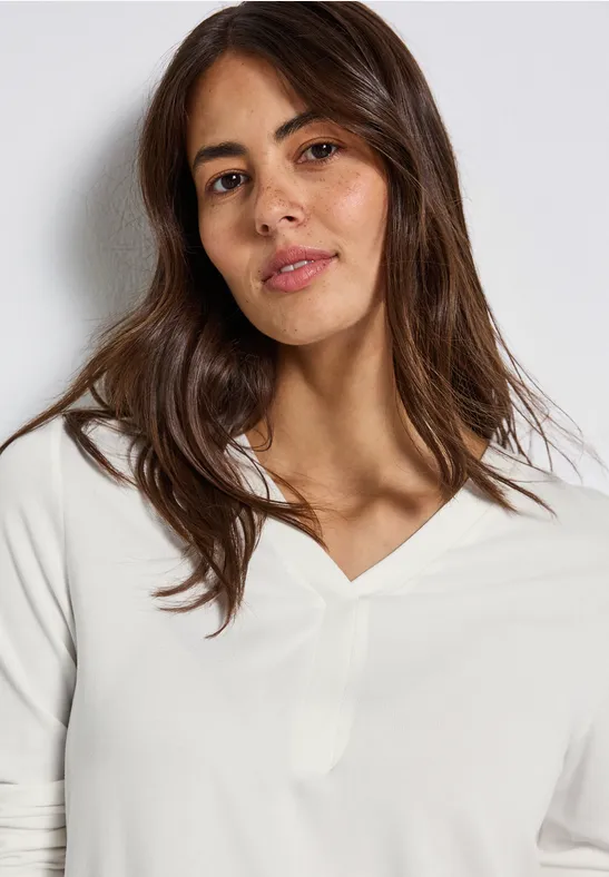 Shirt met V-hals off white