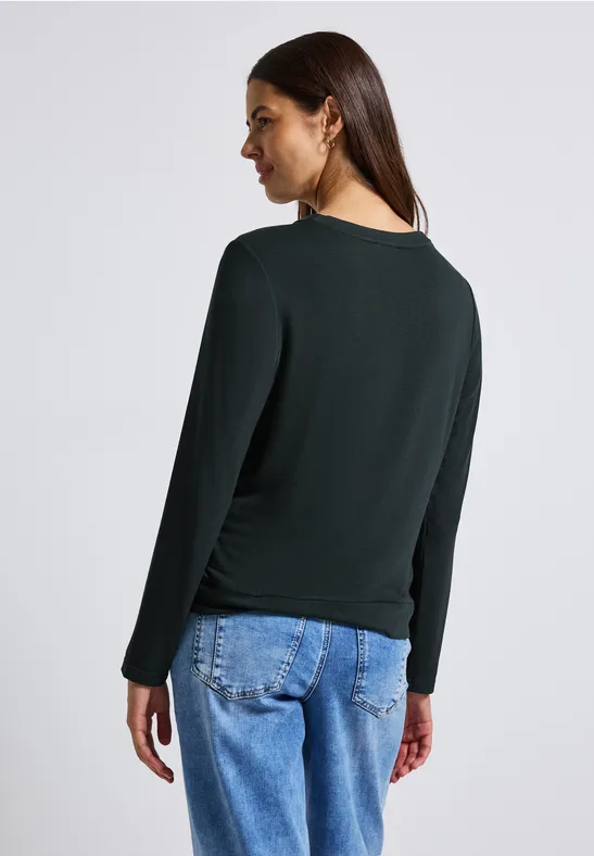 V-Neck Jersey-Shirt evernight green
