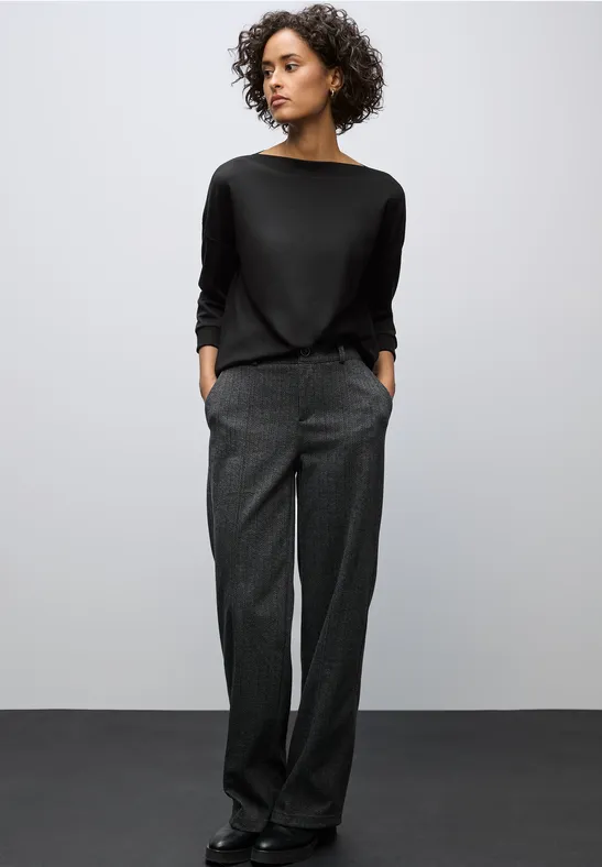 Shirt mit U-Boot-Ausschnitt Black