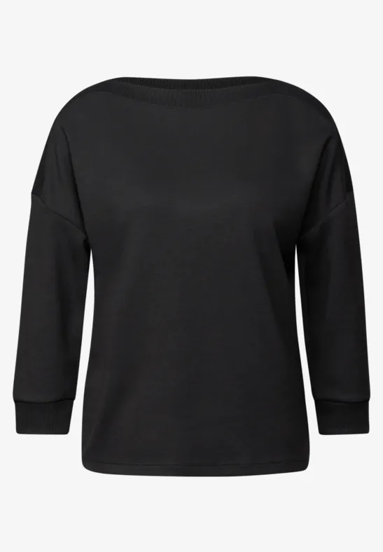 Shirt mit U-Boot-Ausschnitt Black