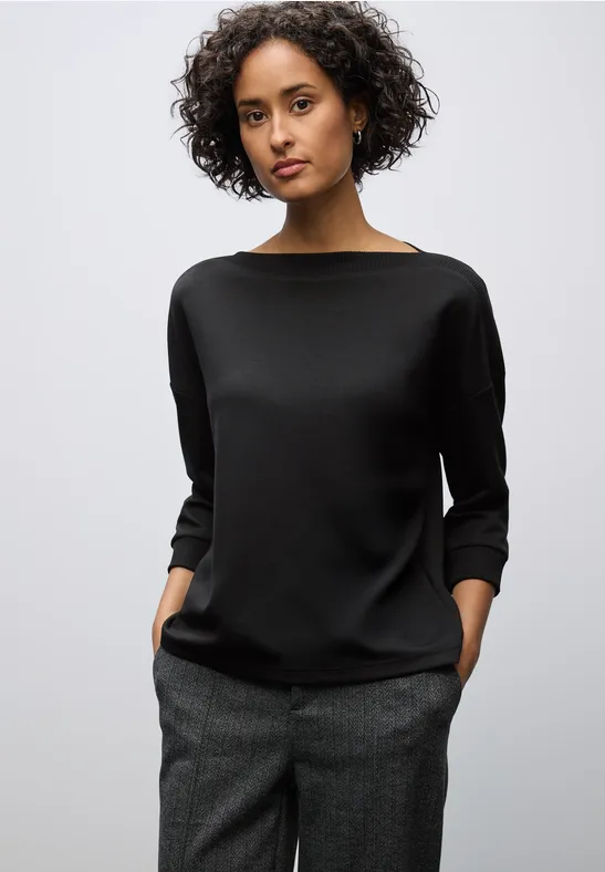 Shirt mit U-Boot-Ausschnitt Black