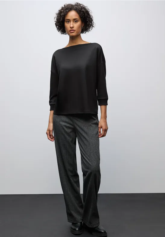 Shirt mit U-Boot-Ausschnitt Black