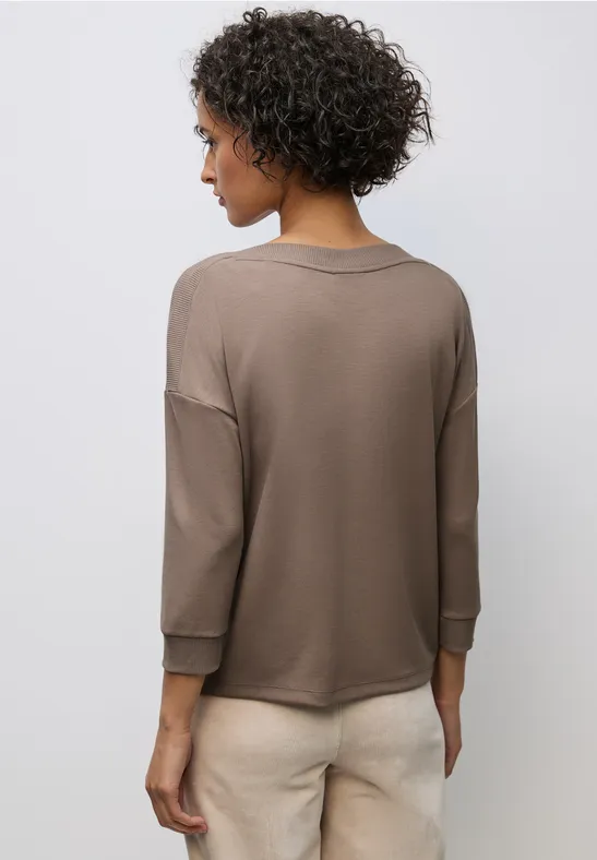 Shirt mit U-Boot-Ausschnitt silk brown