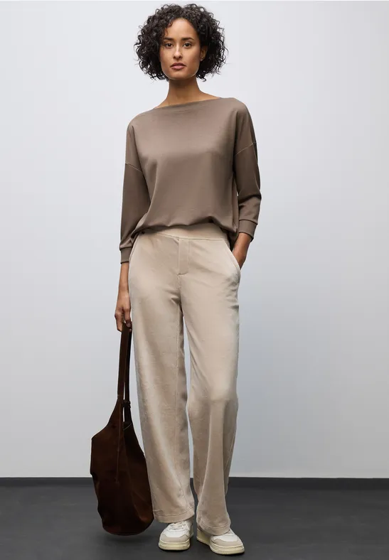 Shirt mit U-Boot-Ausschnitt silk brown