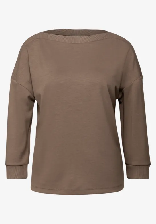 Shirt mit U-Boot-Ausschnitt silk brown