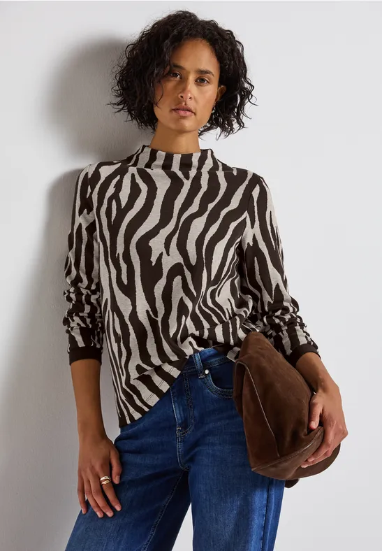 T-shirt avec imprimé zèbre deep roast brown
