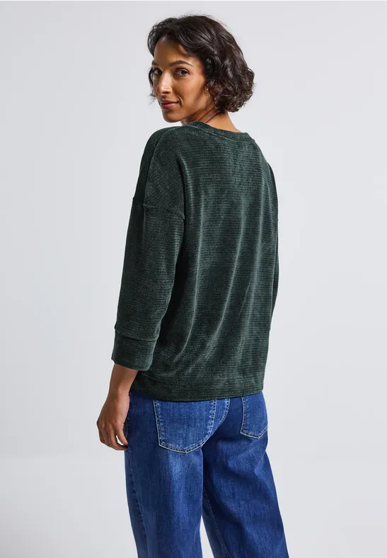 Kuscheliges V-Neck Shirt evernight green