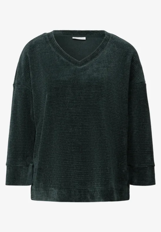 Kuscheliges V-Neck Shirt evernight green
