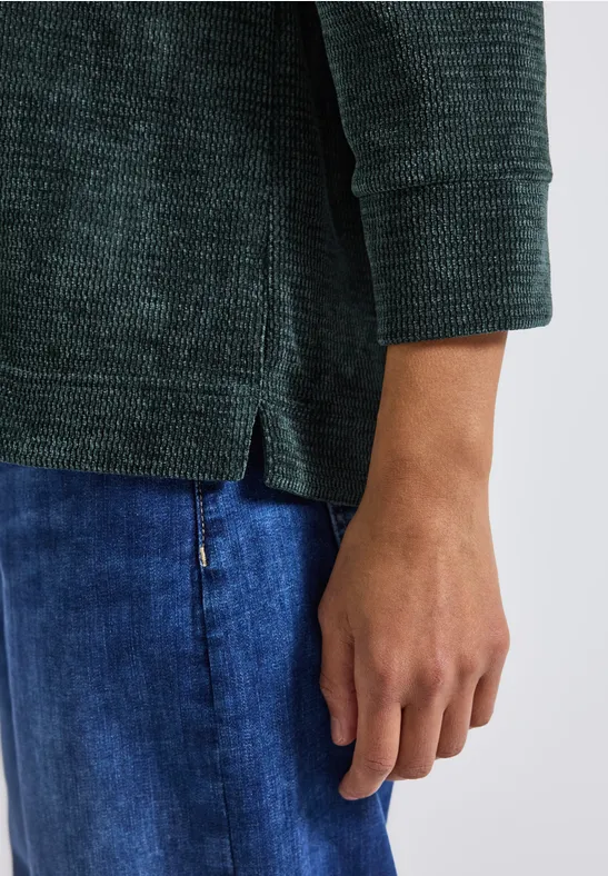 Kuscheliges V-Neck Shirt evernight green