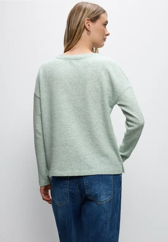 Shirt met structuur en knopen serene green mel.