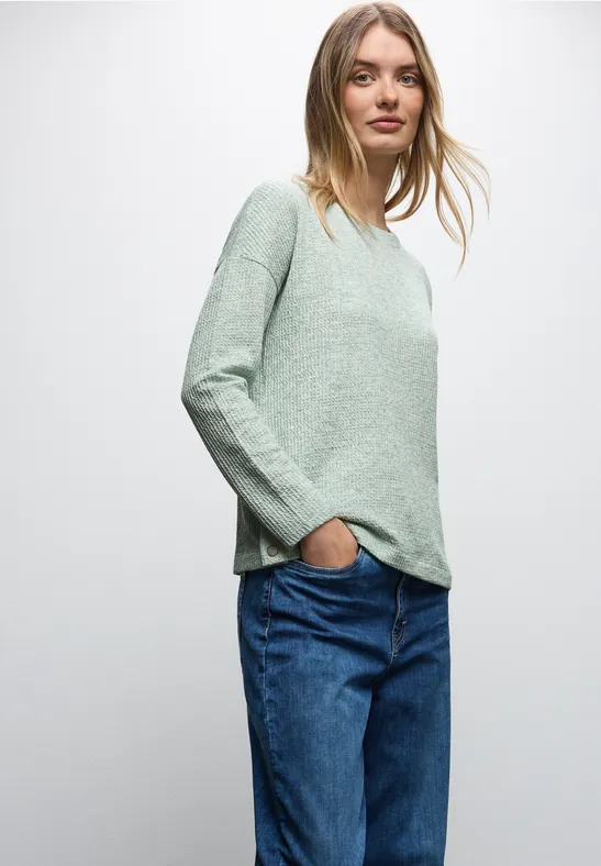 Shirt met structuur en knopen serene green mel.