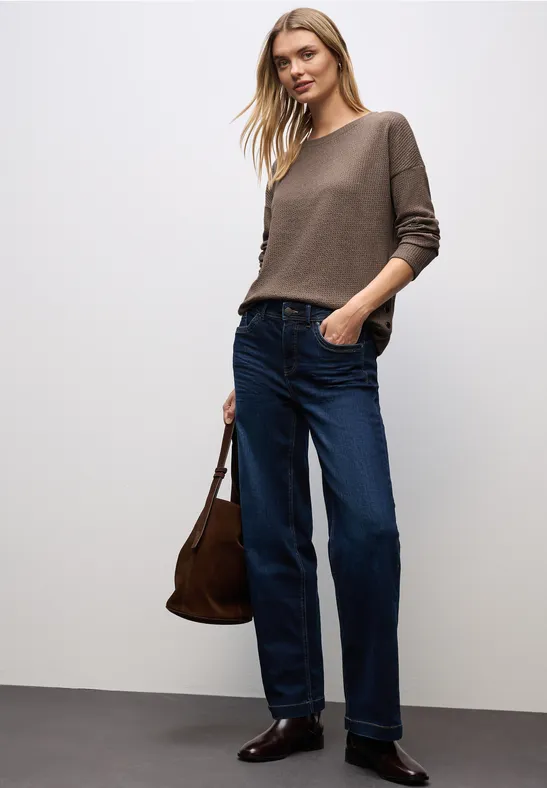 Strukturshirt mit Knöpfen silk brown mel.