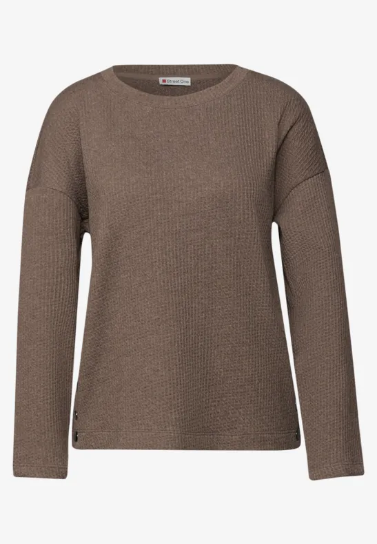 Strukturshirt mit Knöpfen silk brown mel.