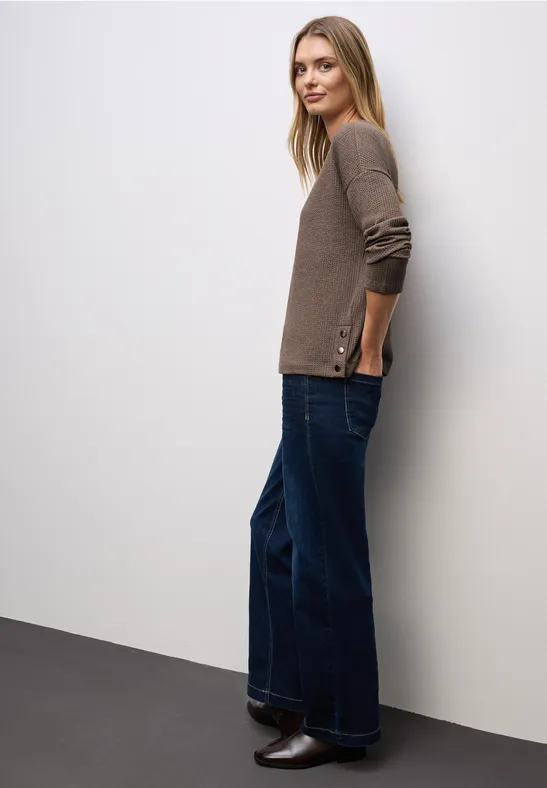 Strukturshirt mit Knöpfen silk brown mel.