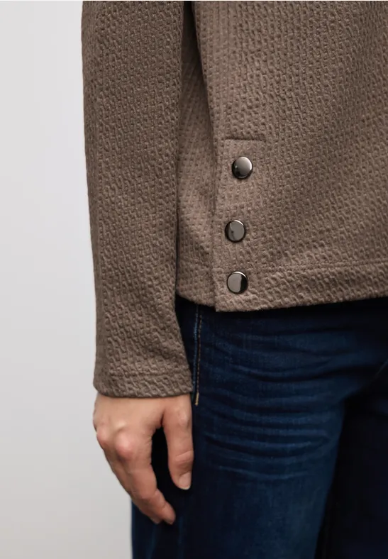 Strukturshirt mit Knöpfen silk brown mel.