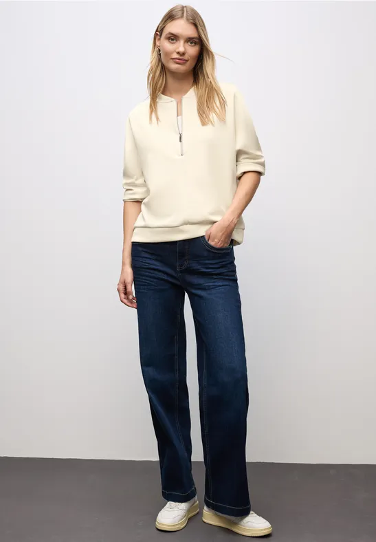T-shirt en soie avec fermeture éclair soft beige