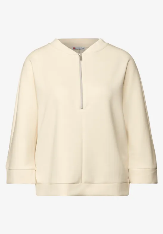 T-shirt en soie avec fermeture éclair soft beige