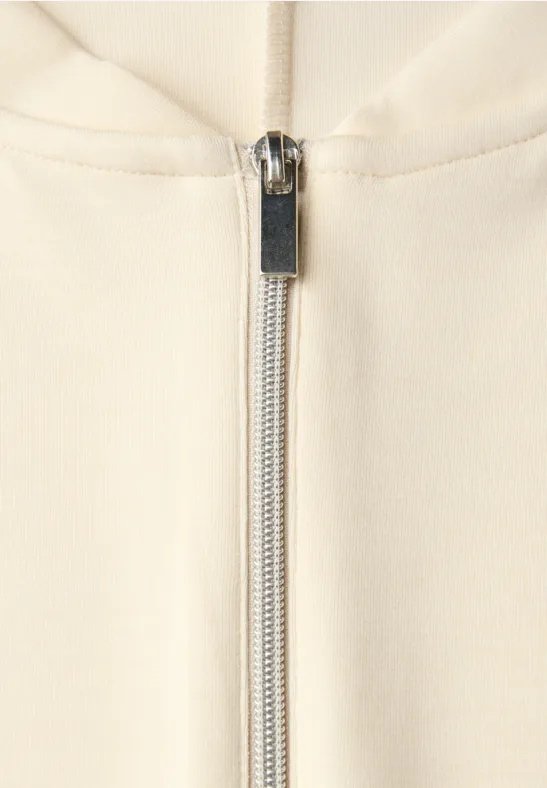 T-shirt en soie avec fermeture éclair soft beige