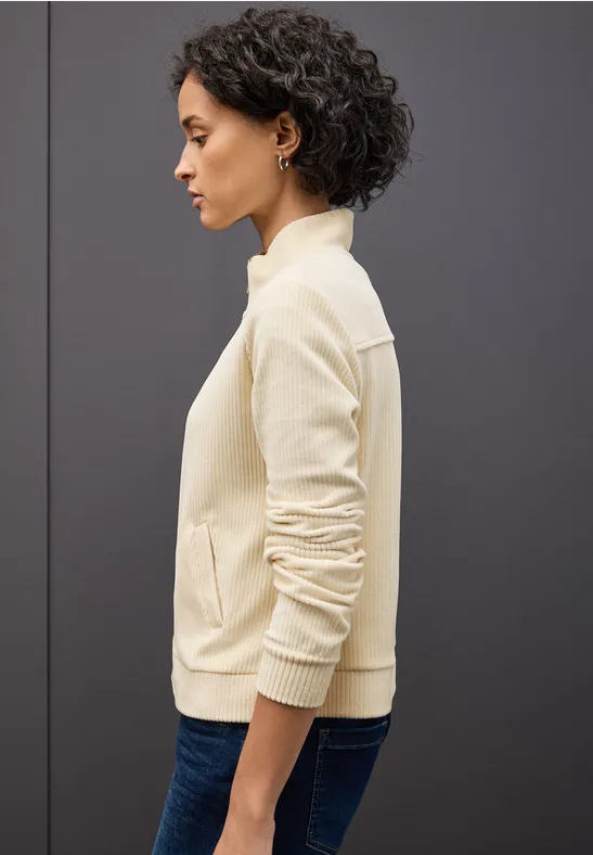 Cordjacke mit Zipper soft beige