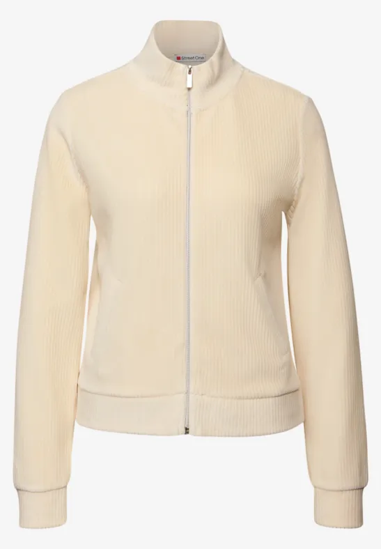 Cordjacke mit Zipper soft beige