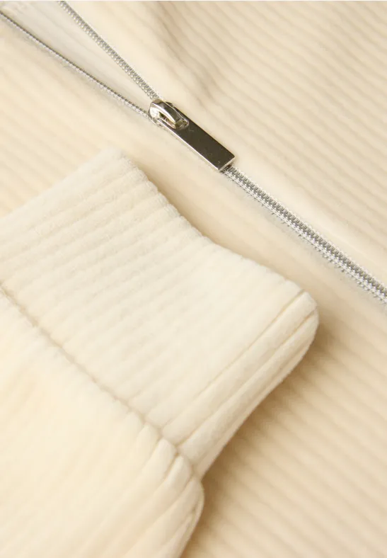 Cordjacke mit Zipper soft beige