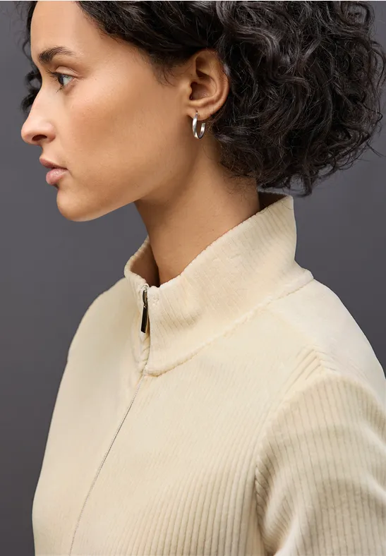 Cordjacke mit Zipper soft beige