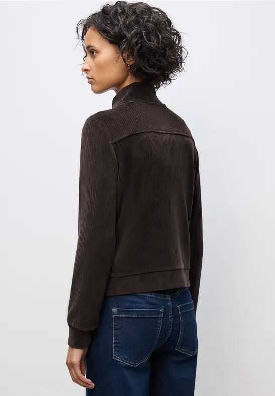 Cordjacke mit Zipper deep roast brown