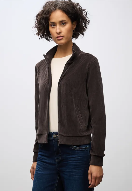 Cordjacke mit Zipper deep roast brown