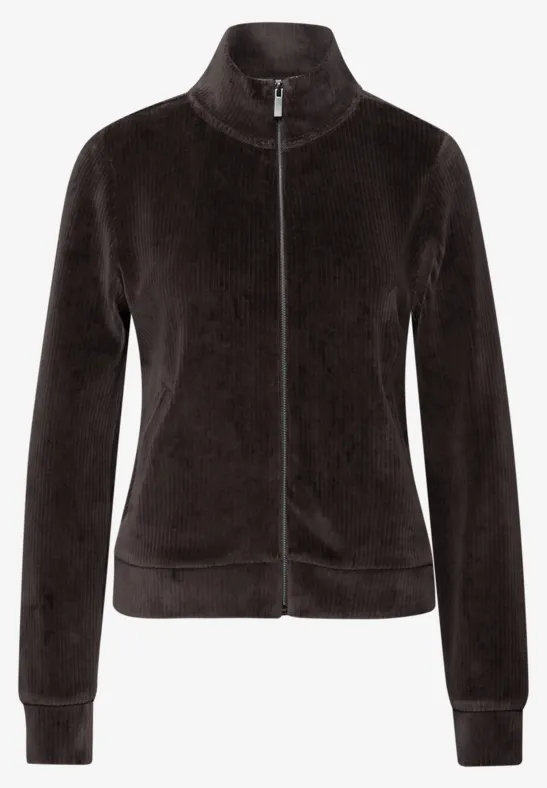 Cordjacke mit Zipper deep roast brown