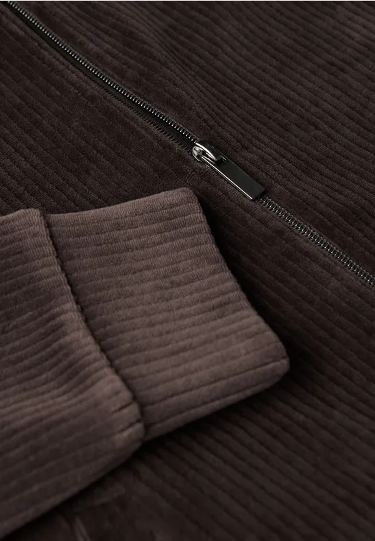 Cordjacke mit Zipper deep roast brown