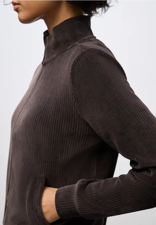 Cordjacke mit Zipper deep roast brown