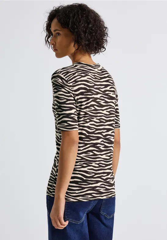 T-Shirt mit Zebra Print deep roast brown