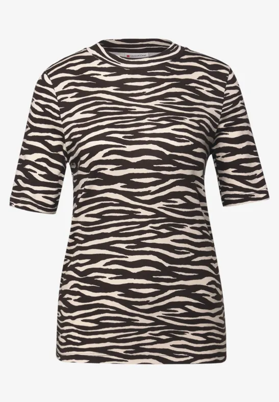 T-Shirt mit Zebra Print deep roast brown