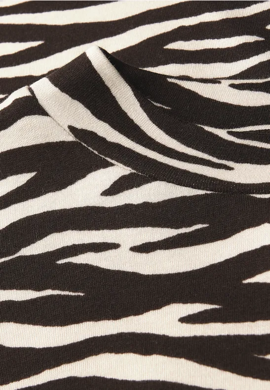 T-Shirt mit Zebra Print deep roast brown