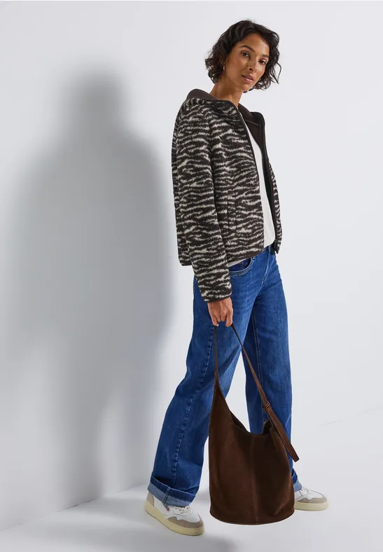 Teddy-Jacke mit Kapuze deep roast brown