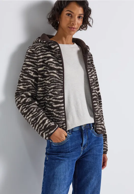 Teddy-Jacke mit Kapuze deep roast brown