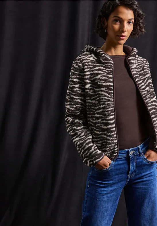 Teddy-Jacke mit Kapuze deep roast brown
