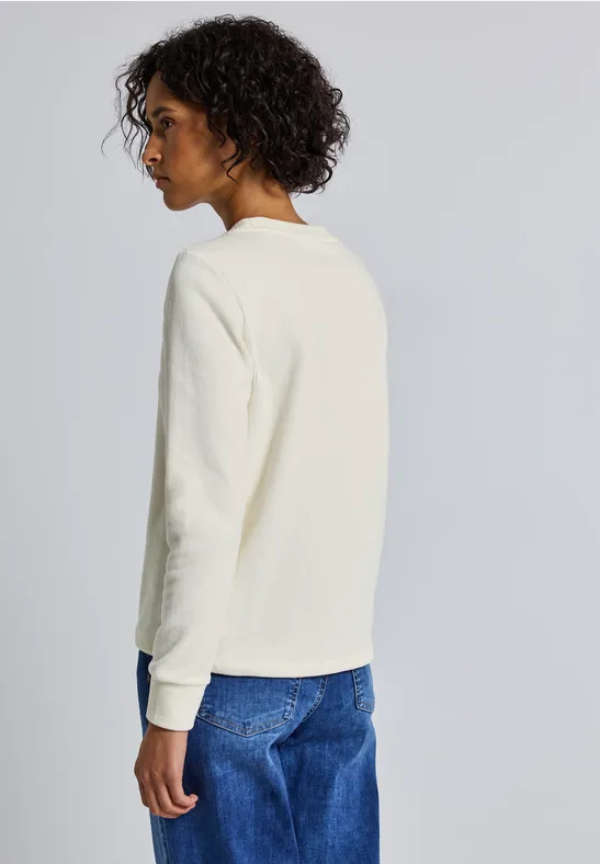 Feincord-Shirt mit Wording soft beige