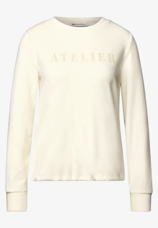 Feincord-Shirt mit Wording soft beige