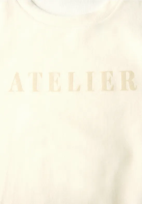 Feincord-Shirt mit Wording soft beige